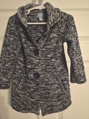 GAP Baby Marled Navy and Cream Knit Cardigan